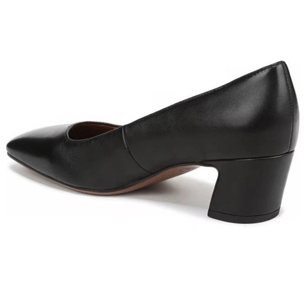 🖤 Franco Sarto Black Leather Low Block Heel Pumps – Size 7 - Picture 4 of 10